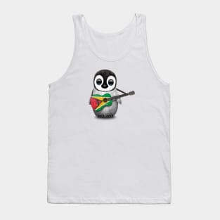 Baby Penguin Playing Guyanese Flag Guitar Tank Top